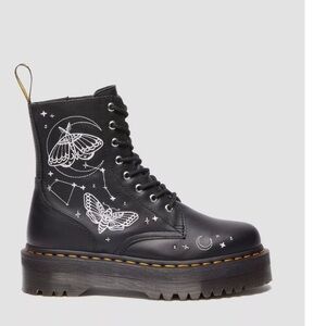 NIB Doc Dr. Martens Jadon Celestial Moth Embroidered Platform Boot Black